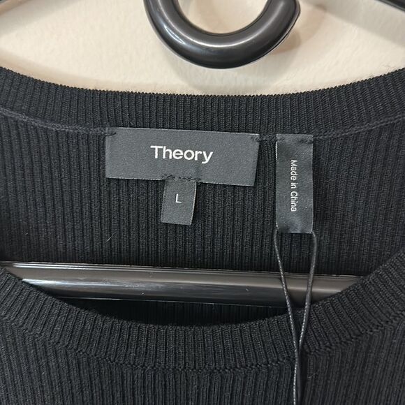 NWT Theory Long sleeve Knit Combo Dress Black Multi Clipped Tweed - Picture 3 of 6